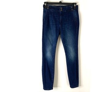 Pilcro and the Letterpress High Rise Skinny Jeans Pleated Button Detail Anthro